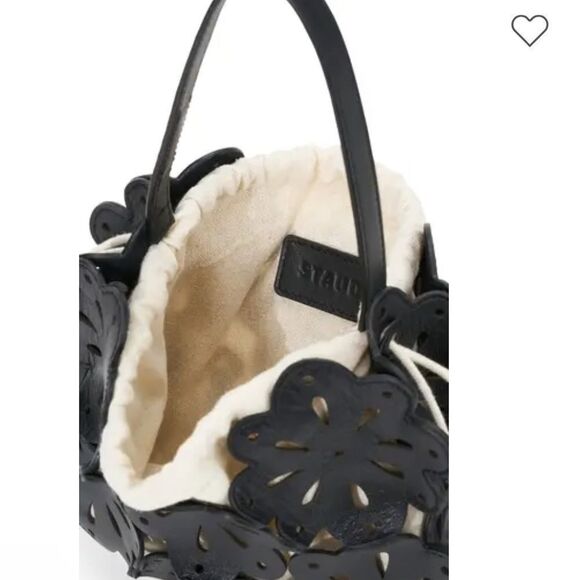 NWT Staud flora basket bag black leather laser cut top handle purse $325 - Picture 3 of 16